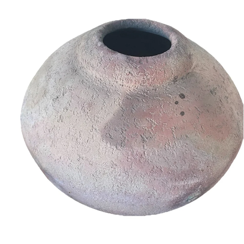 Studio Art Roku Pottery Large Round Vase, Signed—Vintage SW Earthy Pastels